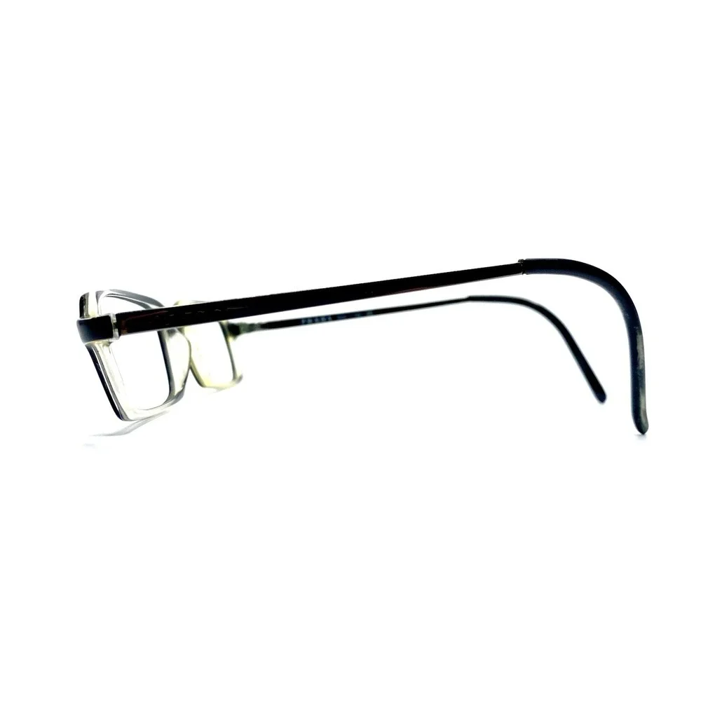 Prada Black Clear Rectangular Glasses Silver Temple VPR13E 2AF101 49 17 140